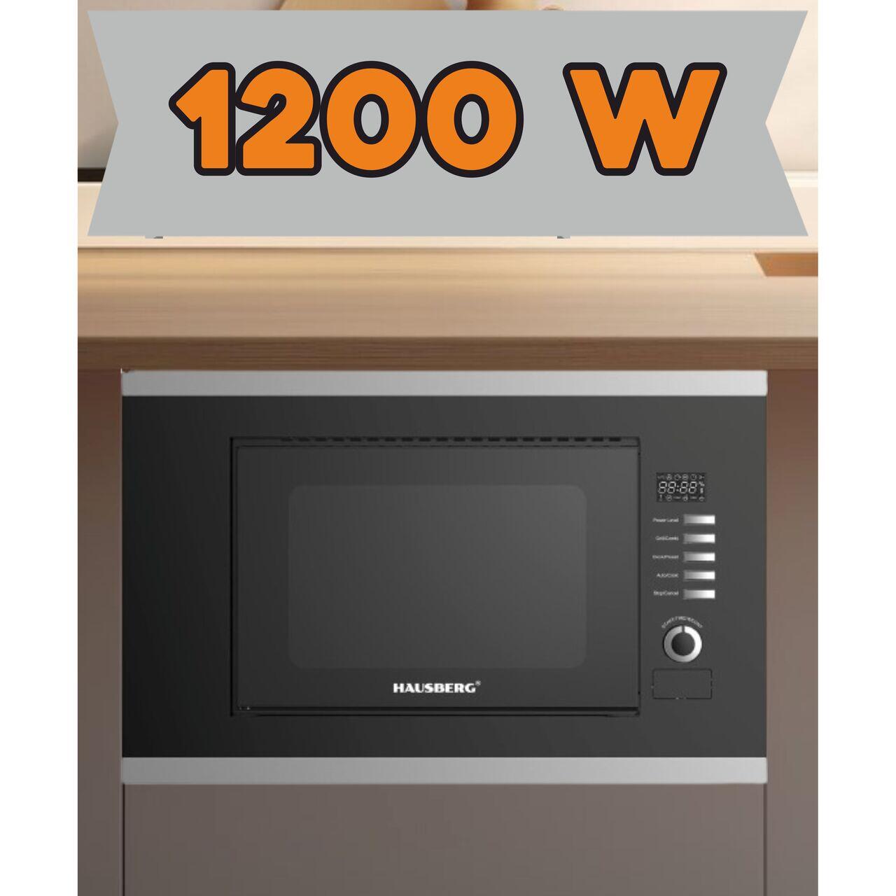Cuptor cu microunde incorporabil HAUSBERG HB-8065NG, 20 litri, 1200 W, 6 nivele de putere, 8 programe automate, control mecanic, decongelare, timer, sistem blocare copii, negru Imagine secundară a produsului