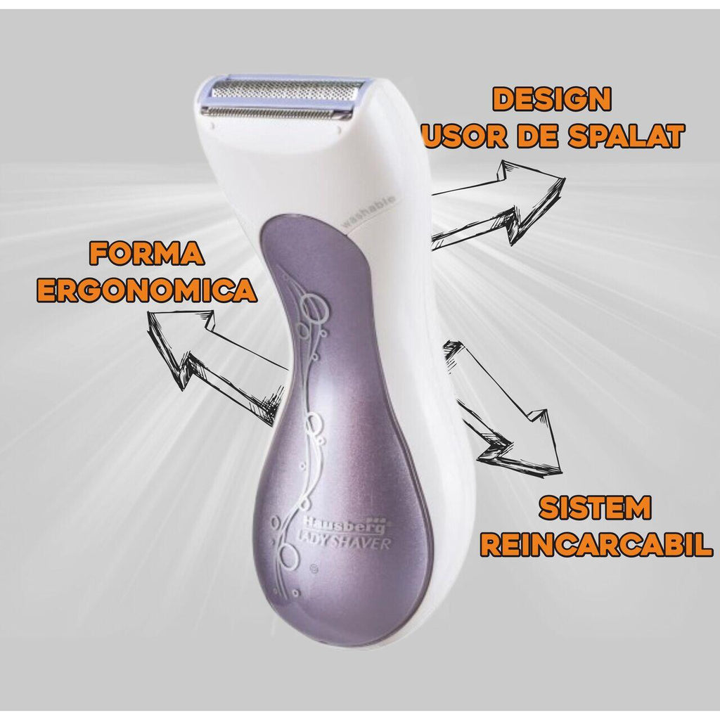Aparat de epilat pentru femei Hausberg HB-80MV, 3W,  Alb/Mov