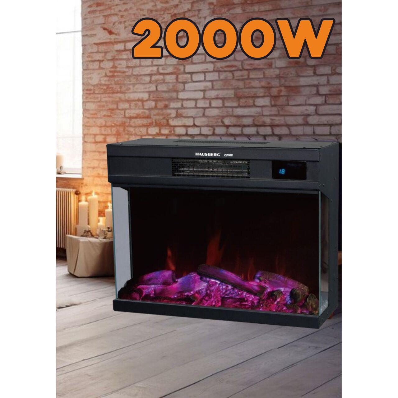 Semineu electric cu ventilator si telecomanda Hausberg HB-8221NG, 2000W, efect de flacara reala, 2 trepte de incalzire, termostat electronic, 4 culori, touch screen, metal si sticla Imagine secundară a produsului