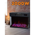 Semineu electric cu ventilator si telecomanda Hausberg HB-8221NG, 2000W, efect de flacara reala, 2 trepte de incalzire, termostat electronic, 4 culori, touch screen, metal si sticla