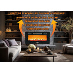 Semineu electric de perete Hausberg HB-8225, 1800W, Telecomanda, 3 Niveluri de lucru, Turboventilator, Elect de flacara led culoare portocalie, Termostat reglabil, Fier + sticla
