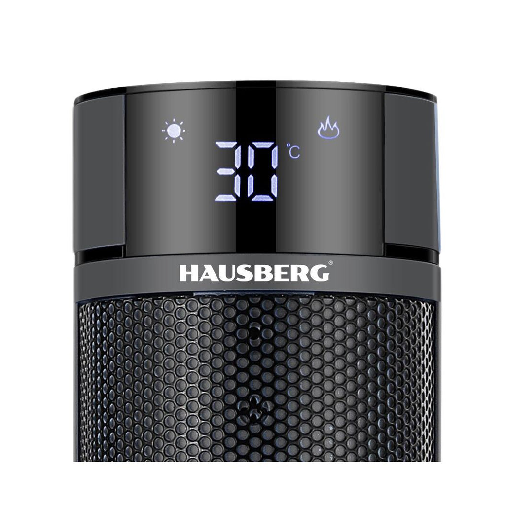 Semineu Electric Digital Tip Turn HAUSBERG HB-8228NG, 2000 W, Efect de Flacără, Protecție la Răsturnare, Termostat, Telecomandă, Negru