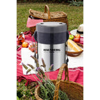 Cutie de pranz Thermos Hausberg HB H1461, 2 litri, otel inoxidabil, 3 recipiente separate, lingura, furculita, inox