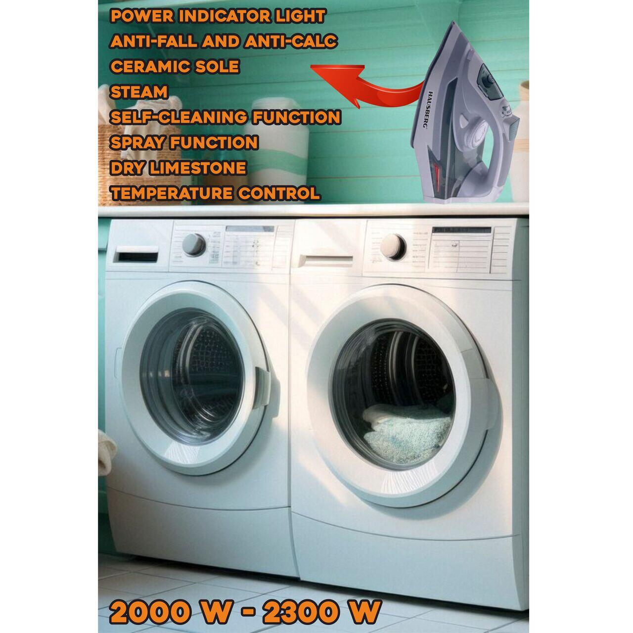 Fier de calcat cu talpa din ceramica HAUSBERG HB-HB7812VR, 2000-2300 W, 400 ml, Alb-Verde Imagine secundară a produsului