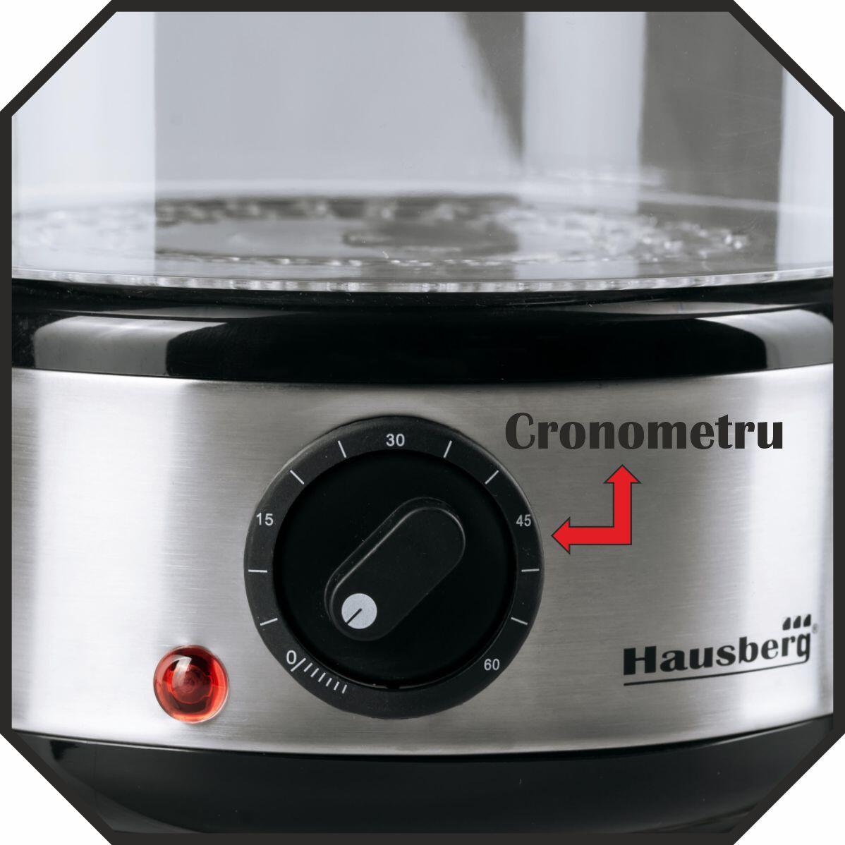 Aparat gatit cu aburi Hausberg HB-1350, 4.8L, 400W