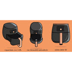 Friteuza Air Fryer Hausberg HB-2365, 1600-1800 W, 5.2 L, Timer, protectie supra-incalzire, maner rece, Display LCD