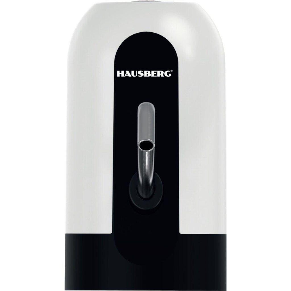 Dispozitiv electric reincarcabil de pompare apa, HAUSBERG HB-2605, din otel inoxidabil si plastic, pentru sticle PET de 10l, buton on/off, baterie incorporata, USB, alb/negru