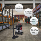 Aspirator cu sac HAUSBERG HB-2836IN, aspirare umeda si uscata, functie suflare, 15 litri, 2000 W