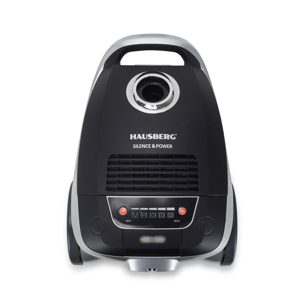 Aspirator Profesional cu sac Hausberg HB-2875NG, 2400 W, Nivel de zgomot 70dB, Capacitate 4L, Filtru De Aer Hepa Cu 5 Nivele, Lungime Cablu 5 M, Display Led, Furtun Rezistent, Negru/argintiu
