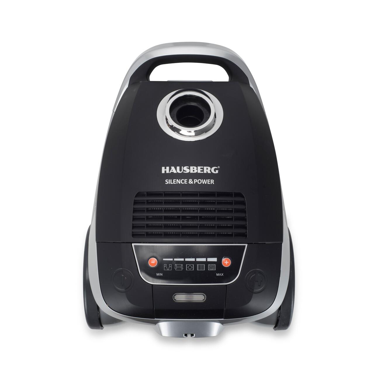 Aspirator Profesional cu sac Hausberg HB-2875NG, 2400 W, Nivel de zgomot 70dB, Capacitate 4L, Filtru De Aer Hepa Cu 5 Nivele, Lungime Cablu 5 M, Display Led, Furtun Rezistent, Negru/argintiu
