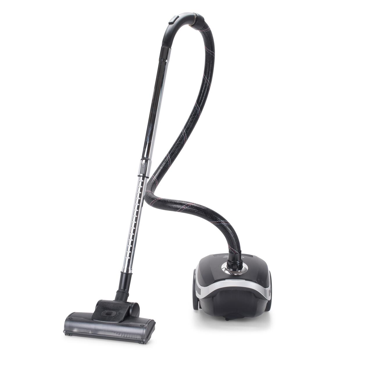 Aspirator Profesional cu sac Hausberg HB-2875NG, 2400 W, Nivel de zgomot 70dB, Capacitate 4L, Filtru De Aer Hepa Cu 5 Nivele, Lungime Cablu 5 M, Display Led, Furtun Rezistent, Negru/argintiu