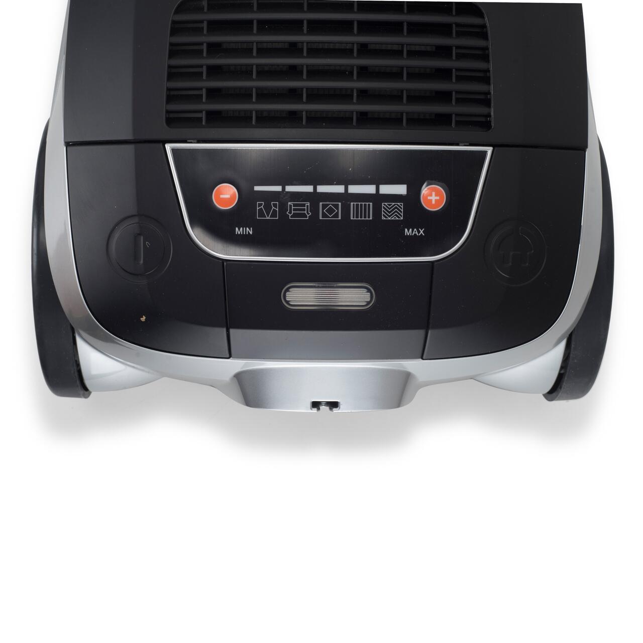 Aspirator Profesional cu sac Hausberg HB-2875NG, 2400 W, Nivel de zgomot 70dB, Capacitate 4L, Filtru De Aer Hepa Cu 5 Nivele, Lungime Cablu 5 M, Display Led, Furtun Rezistent, Negru/argintiu