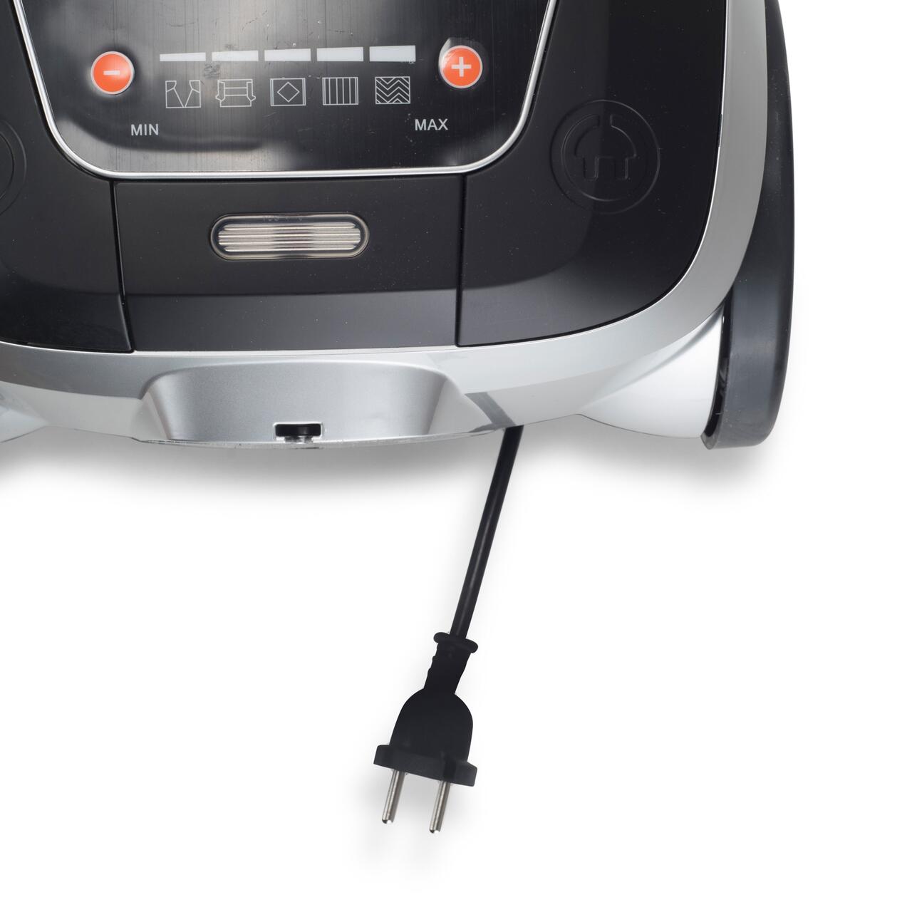 Aspirator Profesional cu sac Hausberg HB-2875NG, 2400 W, Nivel de zgomot 70dB, Capacitate 4L, Filtru De Aer Hepa Cu 5 Nivele, Lungime Cablu 5 M, Display Led, Furtun Rezistent, Negru/argintiu