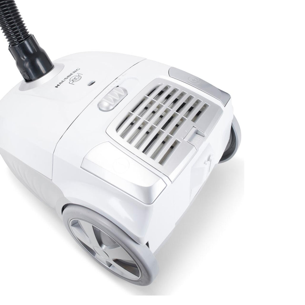 Aspirator cu sac HAUSBERG HB-2877AB, aspirare uscata, 4 litri, 1400 - 1800 W, protectie motor, sistem de rulare a cablului, Alb-Gri
