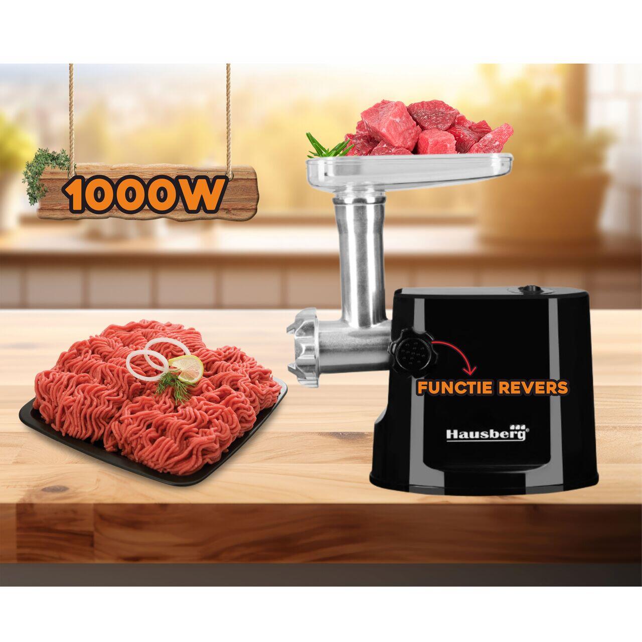 Masina de tocat carne Hausberg HB-3415NG,1000 W, 1Kg/min, Negru Imagine secundară a produsului