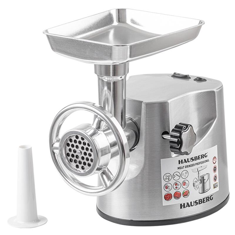 Masina tocat Hausberg HB-3445, 3200W, 2Kg/min, Impingator legume, Carcasa aluminiu, Motor cupru
