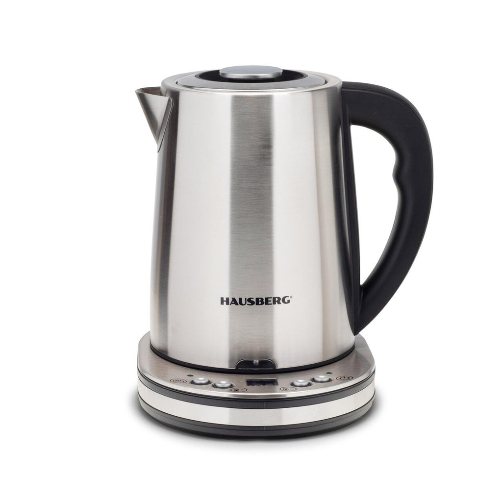 Aparat digital preparare ceai HAUSBERG HB-3640IN, 1500W, cana 1.7L, ceainic 1L, panou din otel inoxidabil cu afisaj digital, termostat, Inox