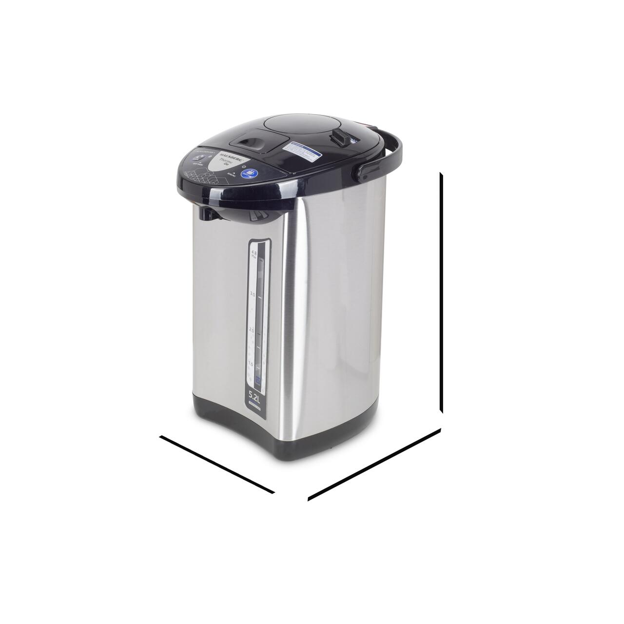 Fierbator electric si Termos HAUSBERG HB-3645IN, 750-900W, 220-240V, 5,2L, Mentinerea calda a lichidelor, Indicator al nivelului apei, Protectie impotriva incalzirii, Thermo Pot, Inox