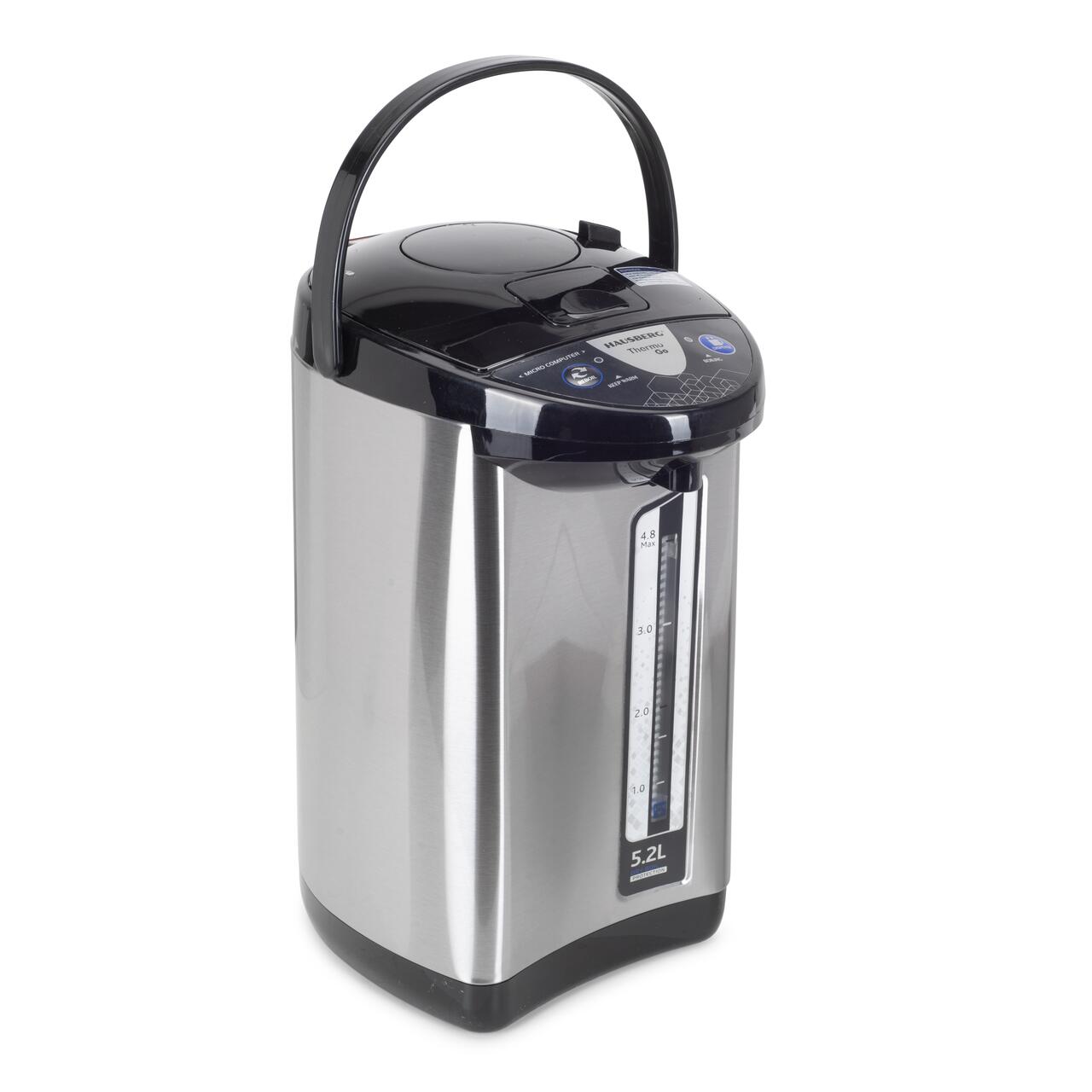 Fierbator electric si Termos HAUSBERG HB-3645IN, 750-900W, 220-240V, 5,2L, Mentinerea calda a lichidelor, Indicator al nivelului apei, Protectie impotriva incalzirii, Thermo Pot, Inox
