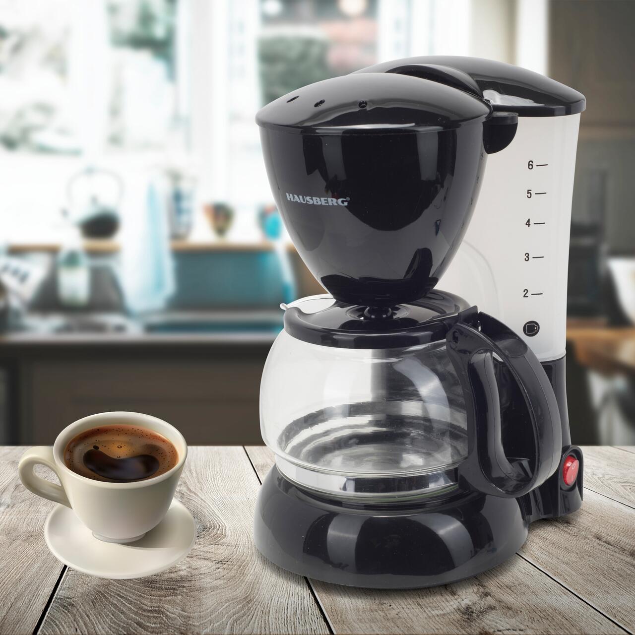 Filtru de cafea Hausberg HB-3650, 600 ml, 650 - 800 W, Negru
