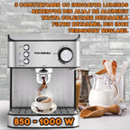 Espressor cafea HAUSBERG HB3725, cafea macinata, 15 bar, 850-1000 W, gri cu negru