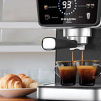 Espressor 2 in 1 HAUSBERG HB-3730IN, Hot & Cold, 20 bari, 1350 W, 1,5 L, Protectie la Supraincalzire si Suprapresiune, ERP, NTC, PID, Timer, Display, Spumare, Cafea macinata si capsule