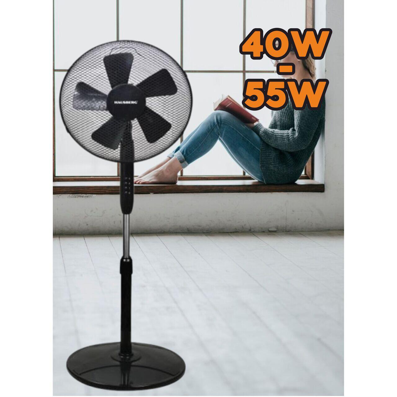 Ventilator cu picior Hausberg HB-5200 Speed, 40W-55W, 40 cm, 3 viteze, timer 1-2 ore, oscilatie, inaltime reglabila, negru Imagine secundară a produsului