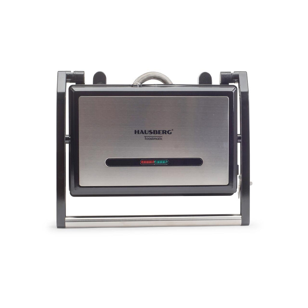 Sandwich maker & grill HAUSBERG HB-539IN, 1100-1300W, Termostat reglabil, Placi acoperite cu granit, Corp din Inox