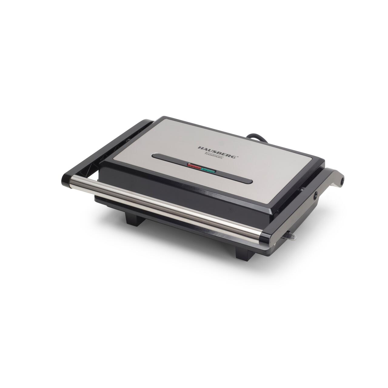 Sandwich maker & grill HAUSBERG HB-539IN, 1100-1300W, Termostat reglabil, Placi acoperite cu granit, Corp din Inox