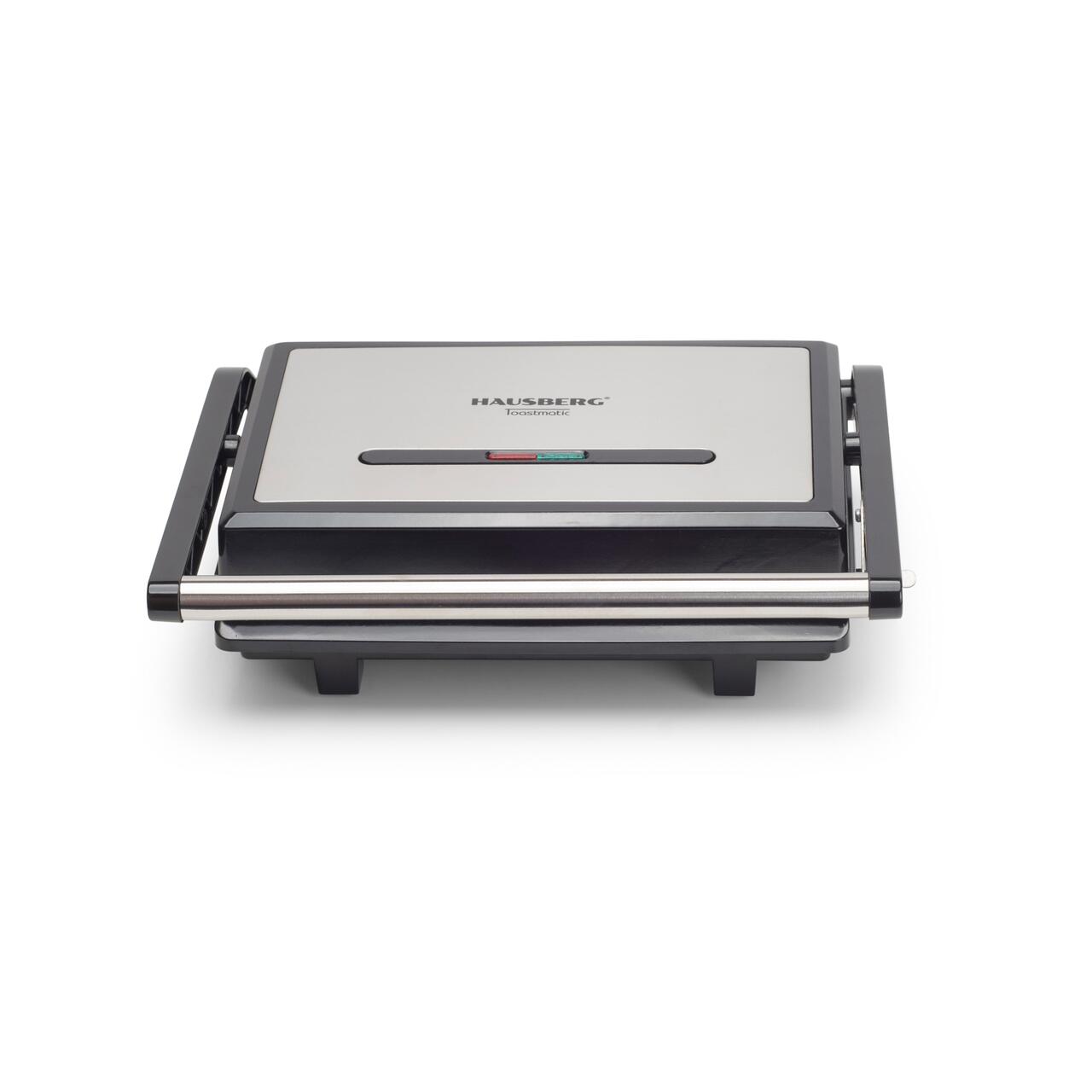 Sandwich maker & grill HAUSBERG HB-539IN, 1100-1300W, Termostat reglabil, Placi acoperite cu granit, Corp din Inox