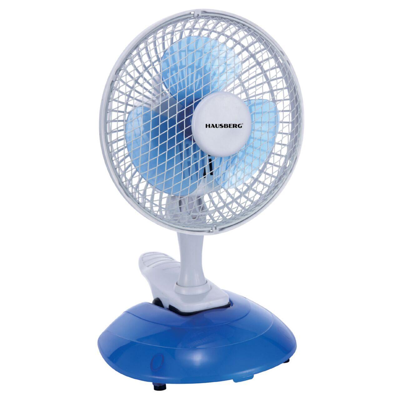Ventilator birou Hausberg HB5550, 15W-20W, 15 cm, 2 viteze, alb-albastru Imagine secundară a produsului