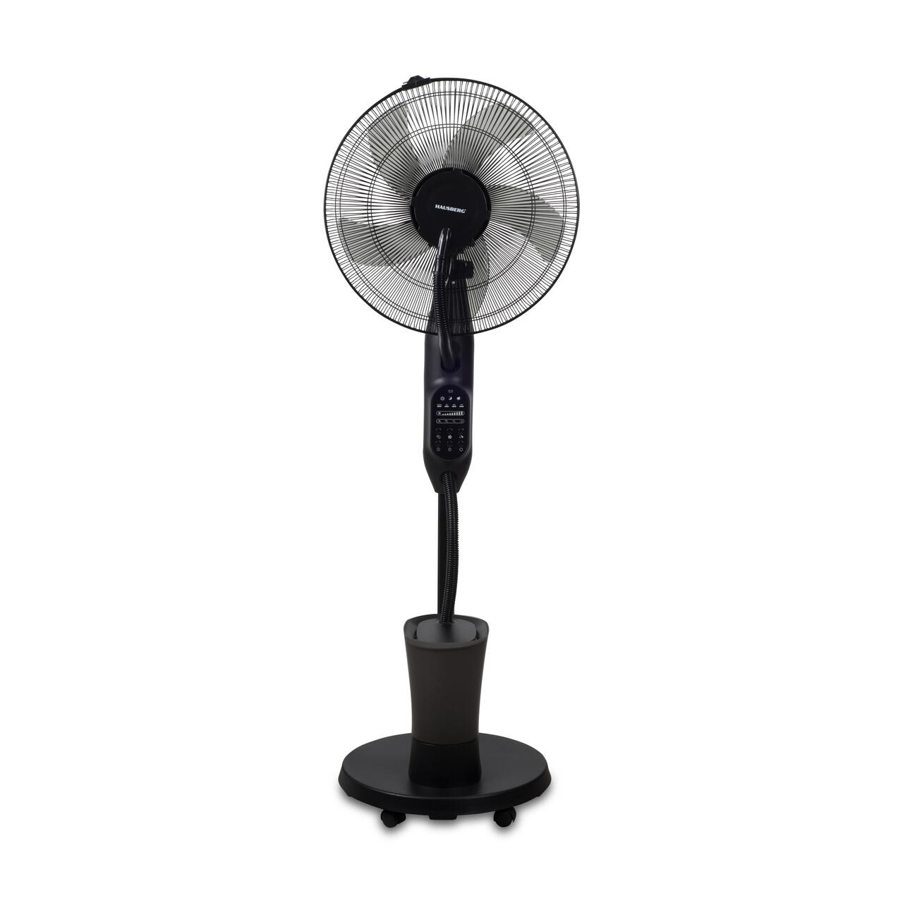 Ventilator umidificator Hausberg HB-5601NG, 75W, 16 inch, 3 viteze, timer 7.5h, rezervor 2.8L, LCD, telecomanda