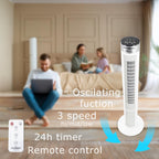 Ventilator turn Hausberg HB-5952AB, 55W, 38 inch, 3 viteze, temporizator 24h, LED, oscilatie, telecomanda, alb