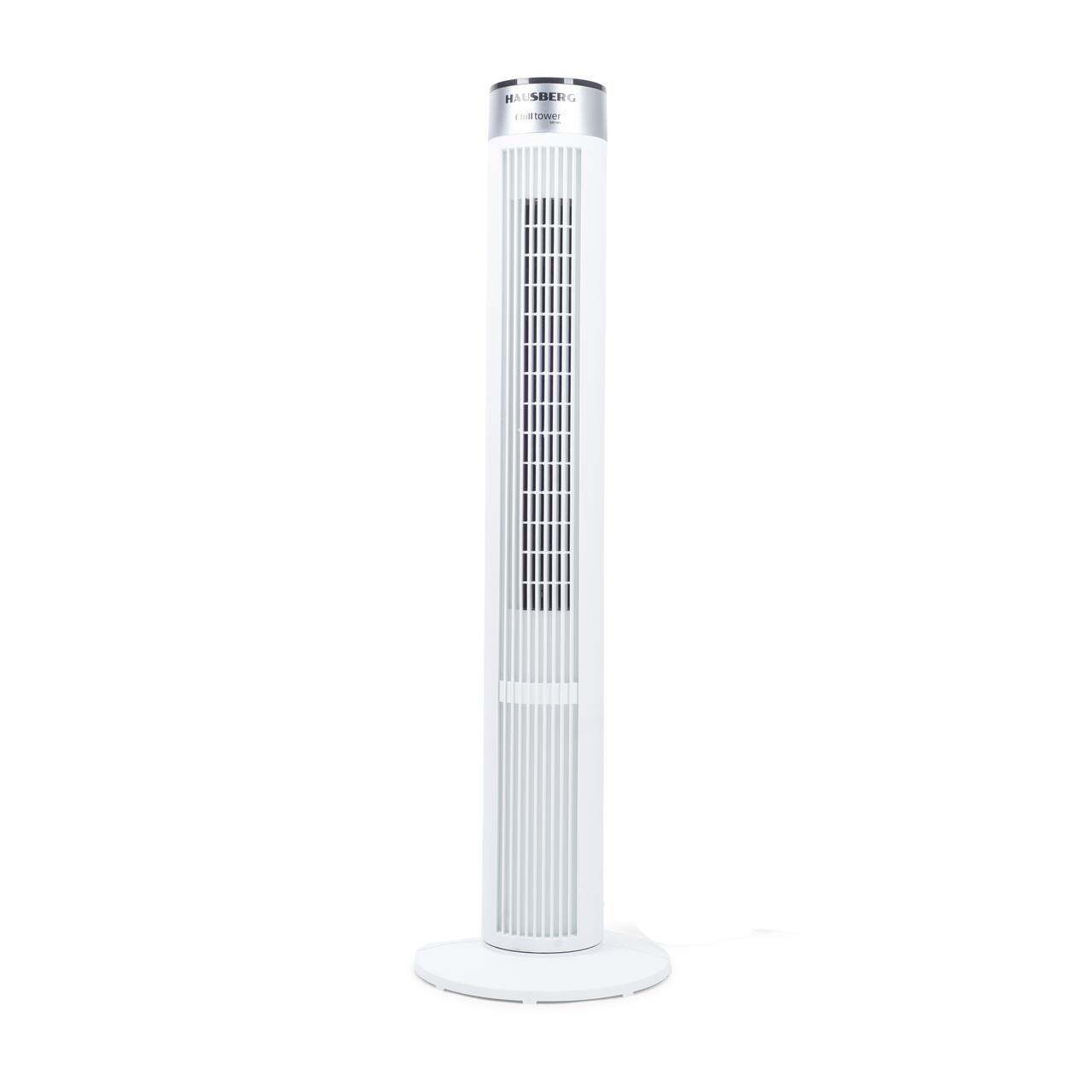 Ventilator turn Hausberg HB-5952AB, 55W, 38 inch, 3 viteze, temporizator 24h, LED, oscilatie, telecomanda, alb
