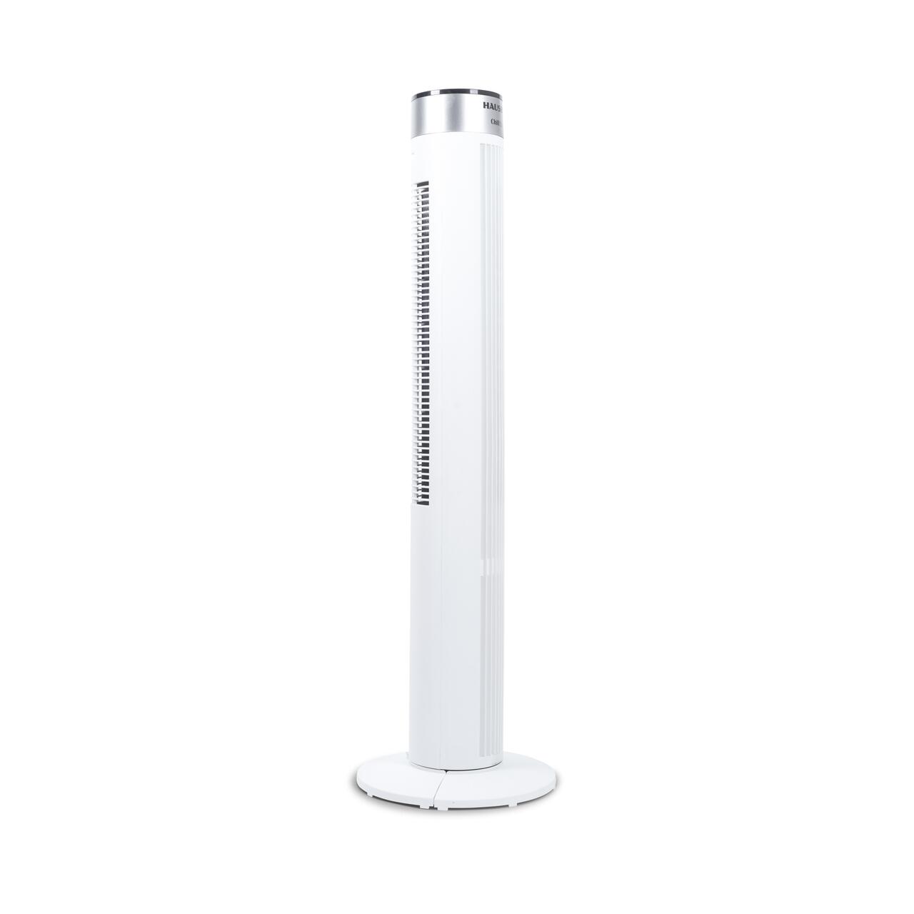 Ventilator turn Hausberg HB-5952AB, 55W, 38 inch, 3 viteze, temporizator 24h, LED, oscilatie, telecomanda, alb