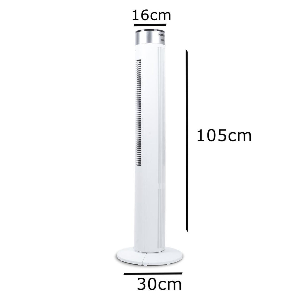 Ventilator turn Hausberg HB-5952AB, 55W, 38 inch, 3 viteze, temporizator 24h, LED, oscilatie, telecomanda, alb