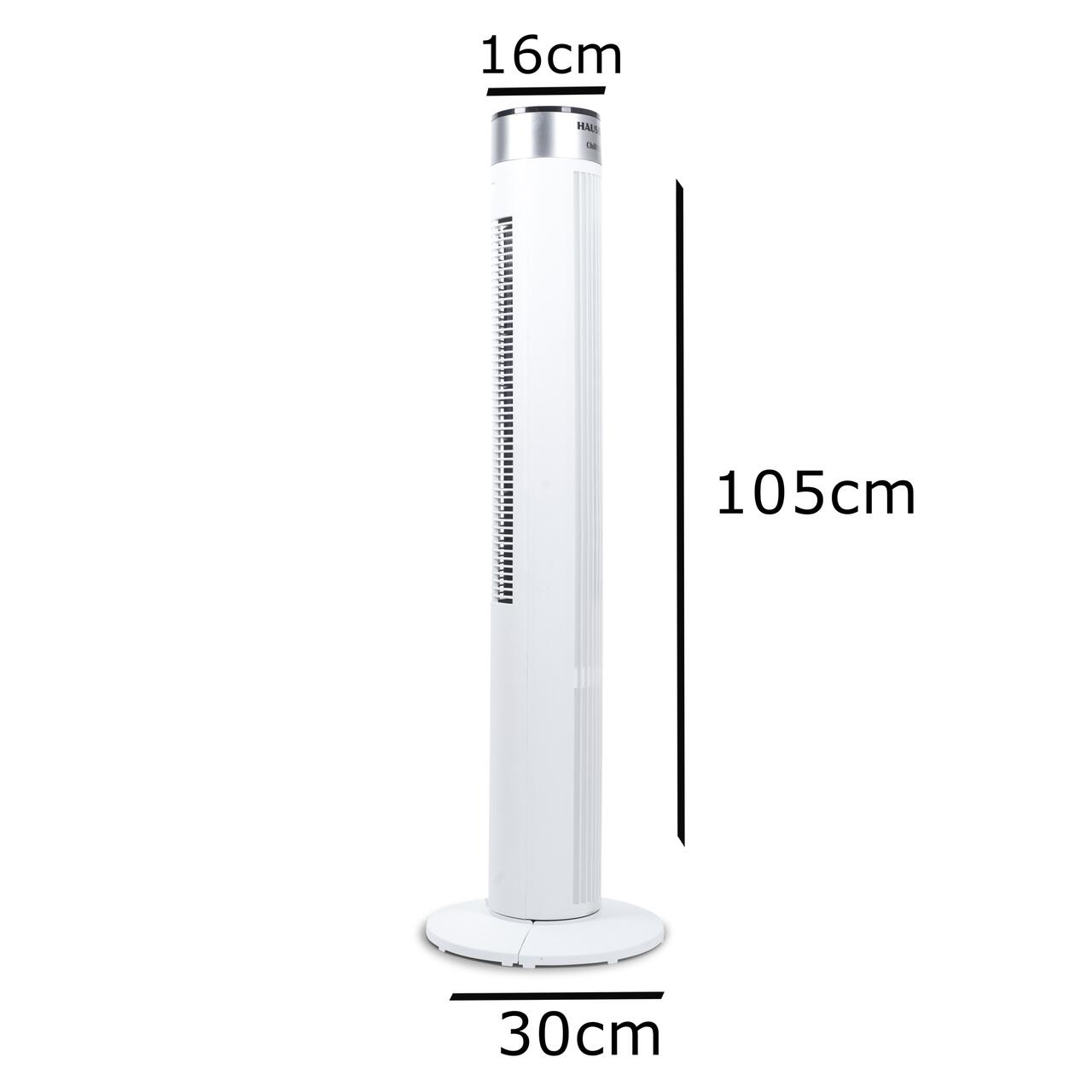Ventilator turn Hausberg HB-5952AB, 55W, 38 inch, 3 viteze, temporizator 24h, LED, oscilatie, telecomanda, alb