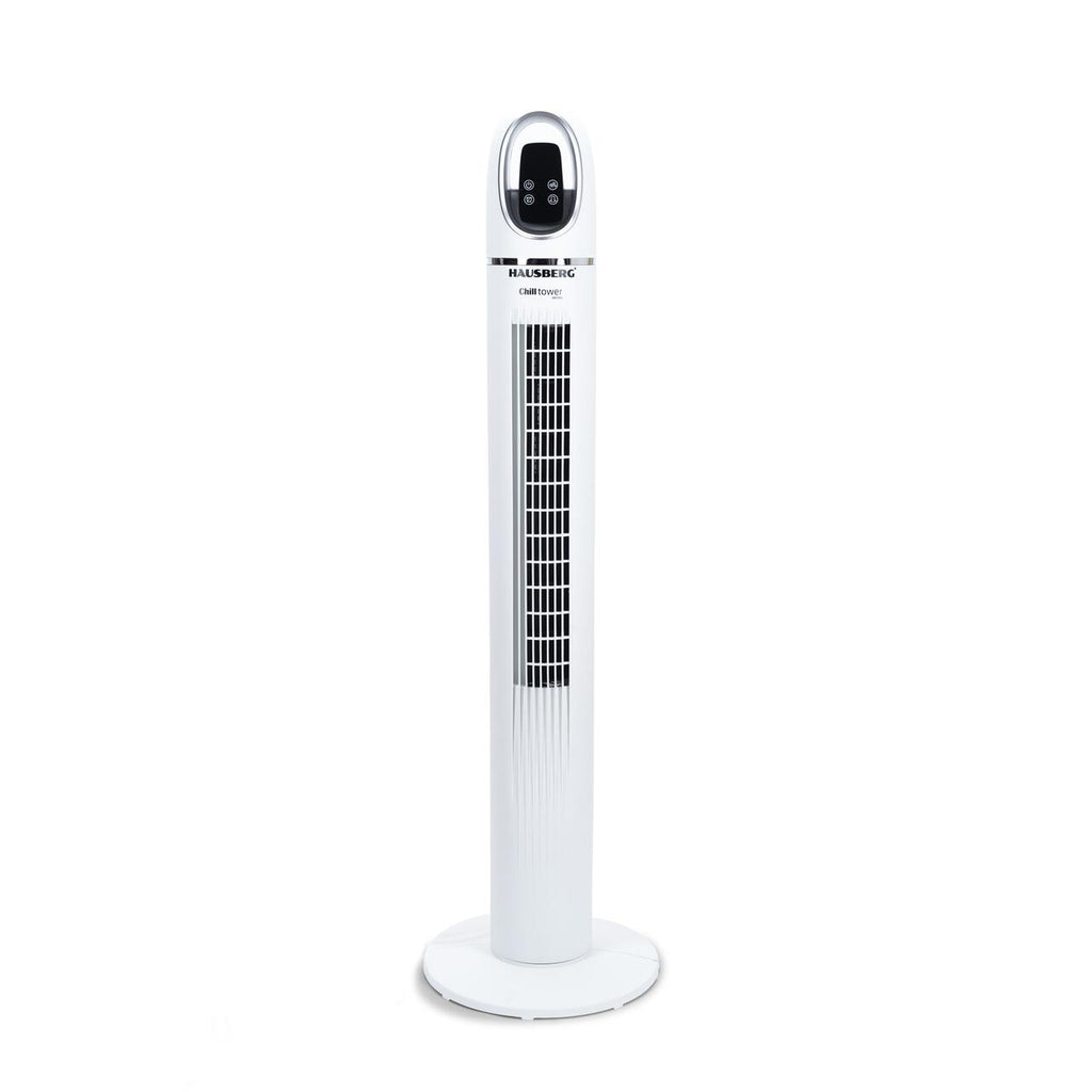 Ventilator turn digital Hausberg HB-5958AB, 55W, 45 inch, 3 viteze, temporizator 24h, LED, oscilatie, telecomanda, alb