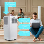 Aparat aer conditionat portabil Hausberg HB-5960AB, 9000 BTU, 1920W, 300 m3/h, LCD, alb
