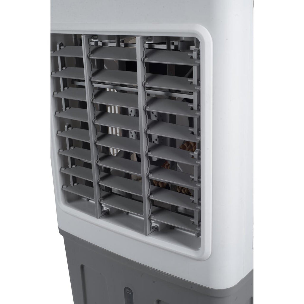 Racitor de aer portabil Hausberg HB-5961AB, 75W, rezervor 20L, 3 viteze, control mecanic, 2 cutii gheata, alb