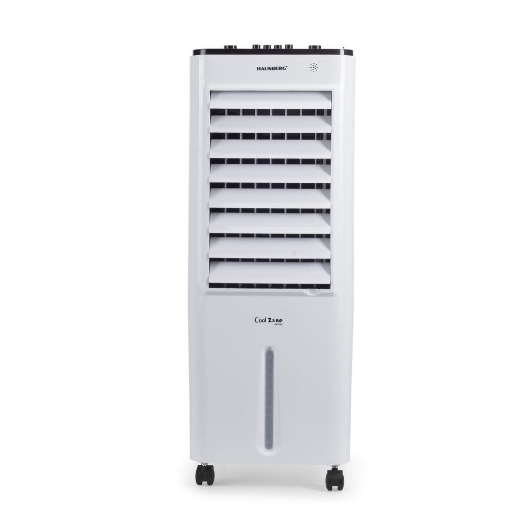 Racitor de aer portabil Hausberg HB-5963AB, 55–80W, rezervor 12L, 3 viteze, functie Turbo, oscilatie 60°, control mecanic, alb