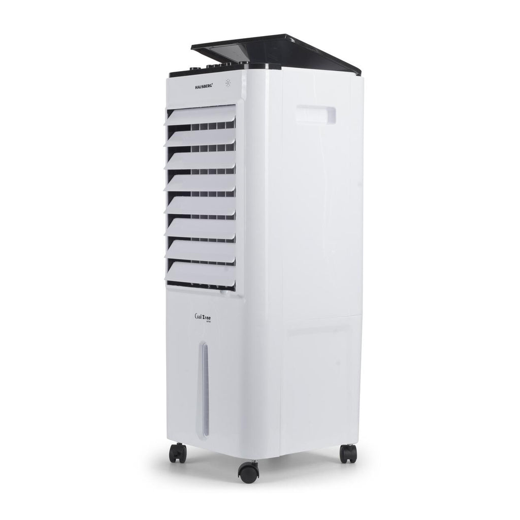 Racitor de aer portabil Hausberg HB-5963AB, 55–80W, rezervor 12L, 3 viteze, functie Turbo, oscilatie 60°, control mecanic, alb