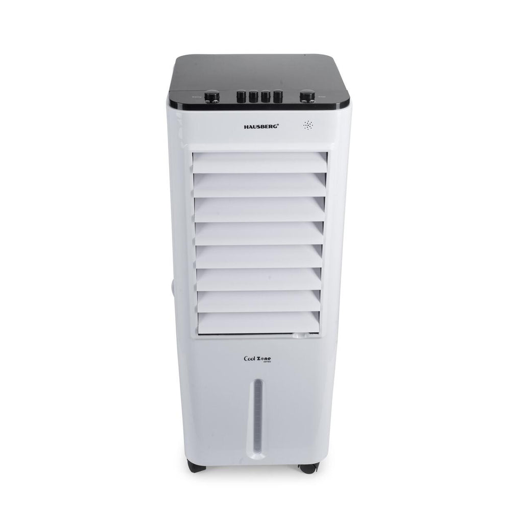 Racitor de aer portabil Hausberg HB-5963AB, 55–80W, rezervor 12L, 3 viteze, functie Turbo, oscilatie 60°, control mecanic, alb