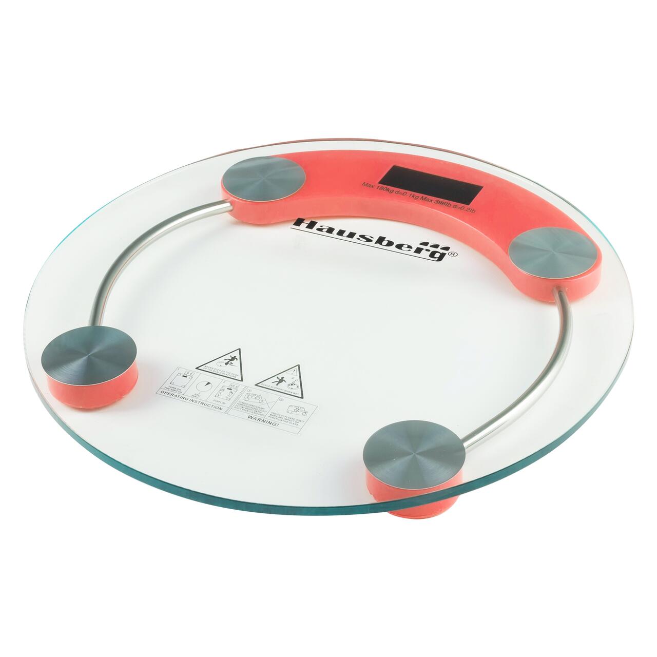 Cantar corporal HAUSBERG HB-6000RS, display LCD, inchidere automata, indicator baterie, 180 kg, Sticla transaparenta, Rosu Imagine secundară a produsului