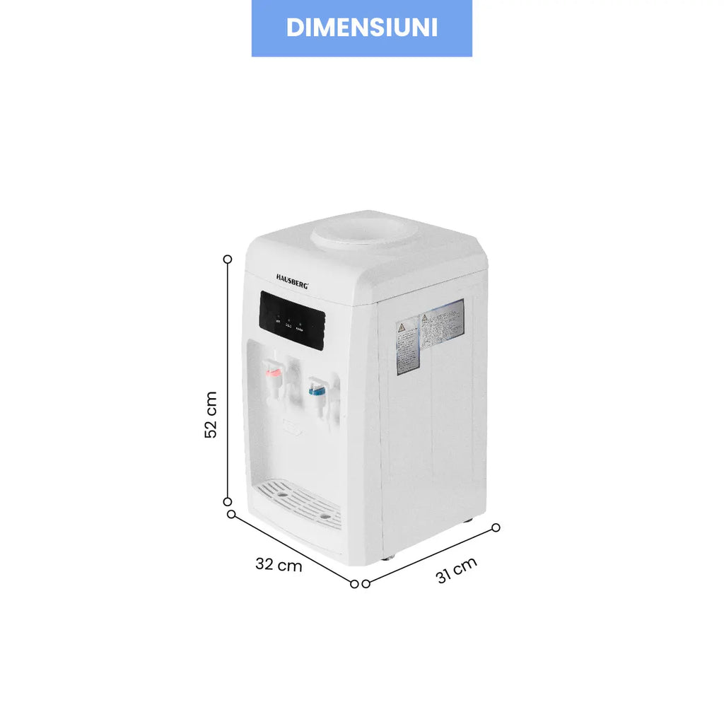 Dozator apa Hausberg HB-6026AB, putere incalzire 550 W, putere racire 80 W, indicatoare LED pentru apa calda si rece, termostat automat, Alb