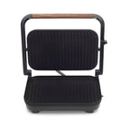 Sandwich-maker Grill HAUSBERG HB-632, 1100-1300 W, Panini, Placi nonaderente, Maner rece, Negru