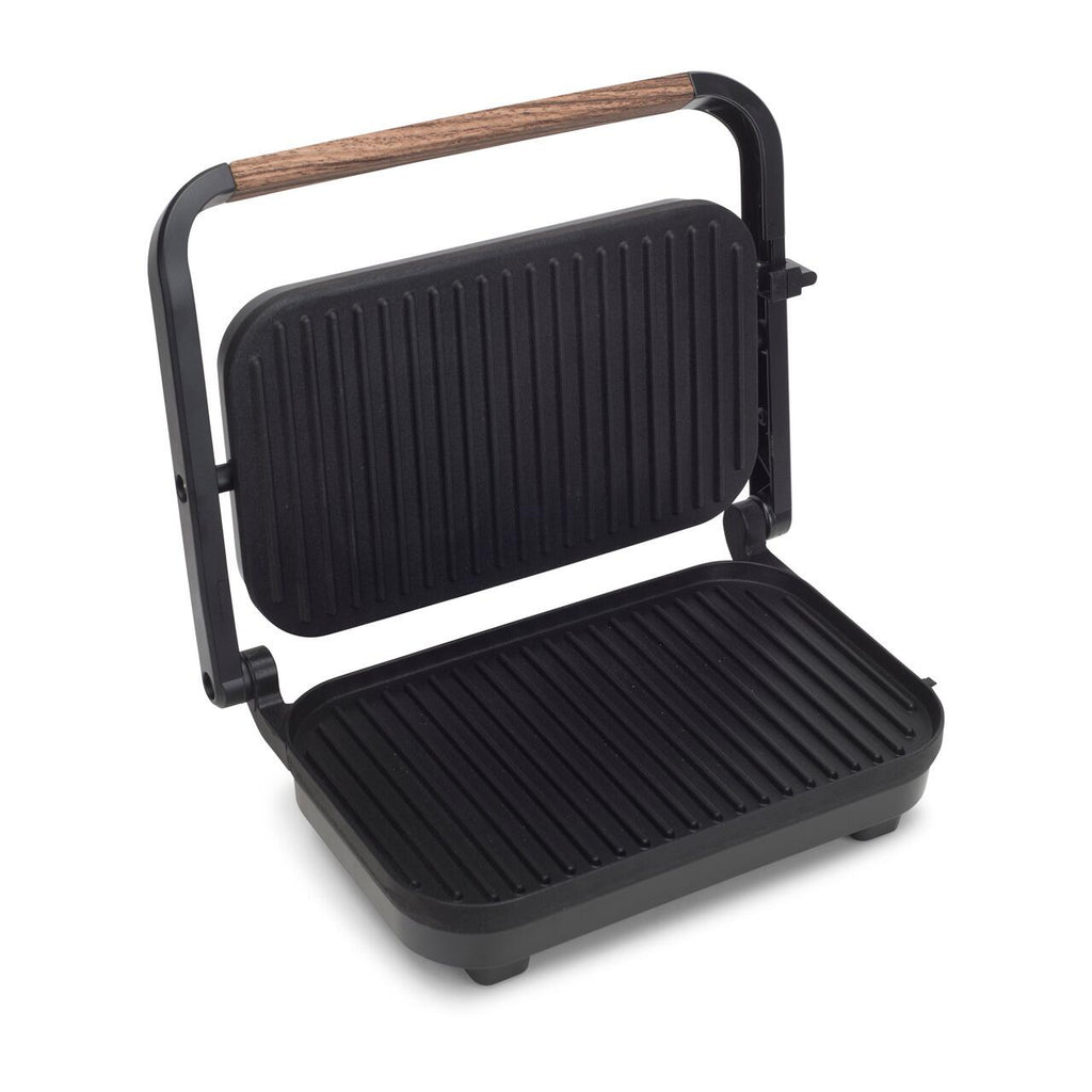 Sandwich-maker Grill HAUSBERG HB-632, 1100-1300 W, Panini, Placi nonaderente, Maner rece, Negru