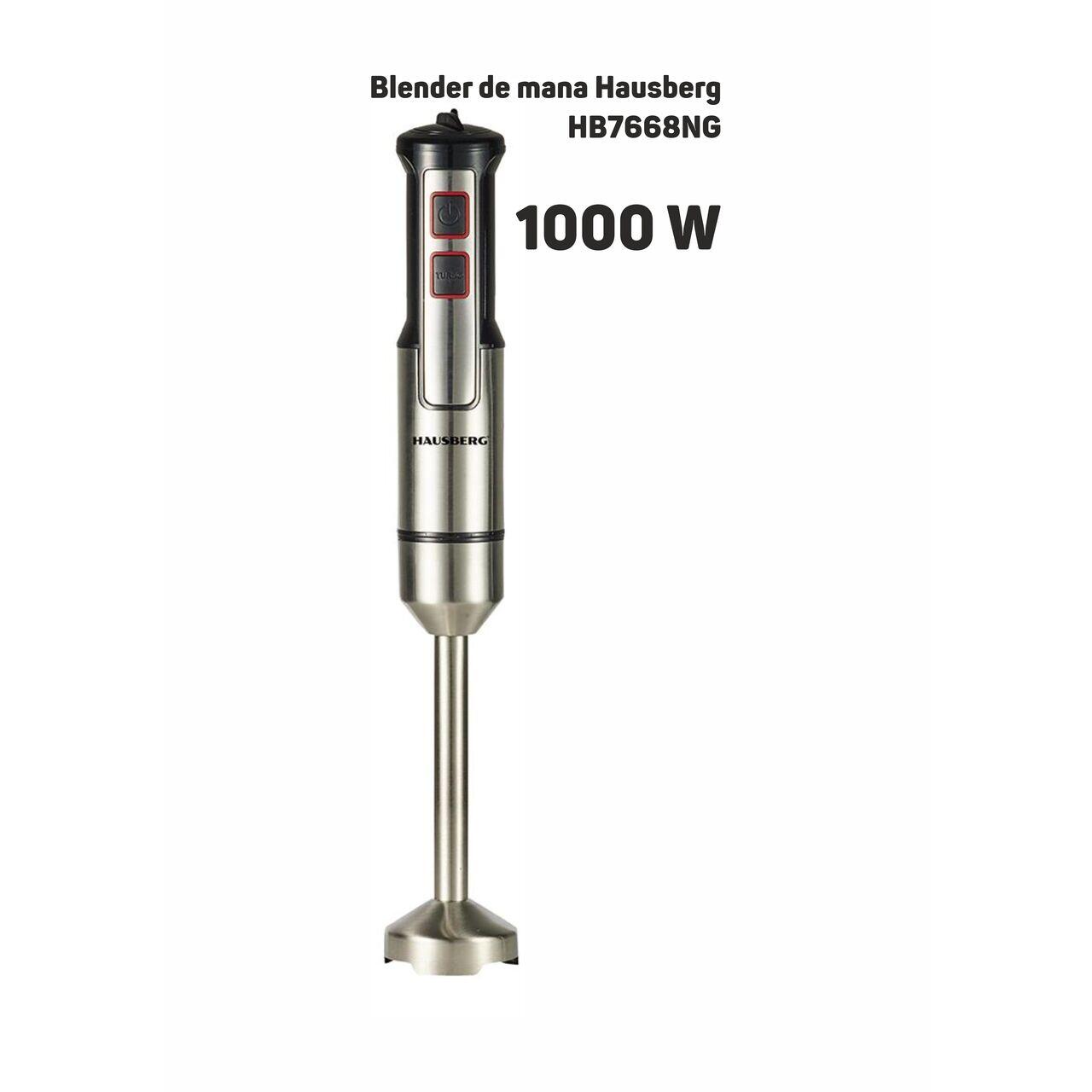 Blender de mana Hausberg HB-7668NG, 1000 W, 2 viteze, lama din otel inoxidabil, motor cupru, Negru-Inox Imagine secundară a produsului