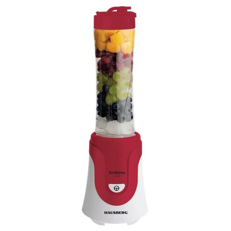 Blender smoothie HAUSBERG HB-7676RS, multifunctional, 300W, cu recipient 600ml, Rosu Imagine secundară a produsului