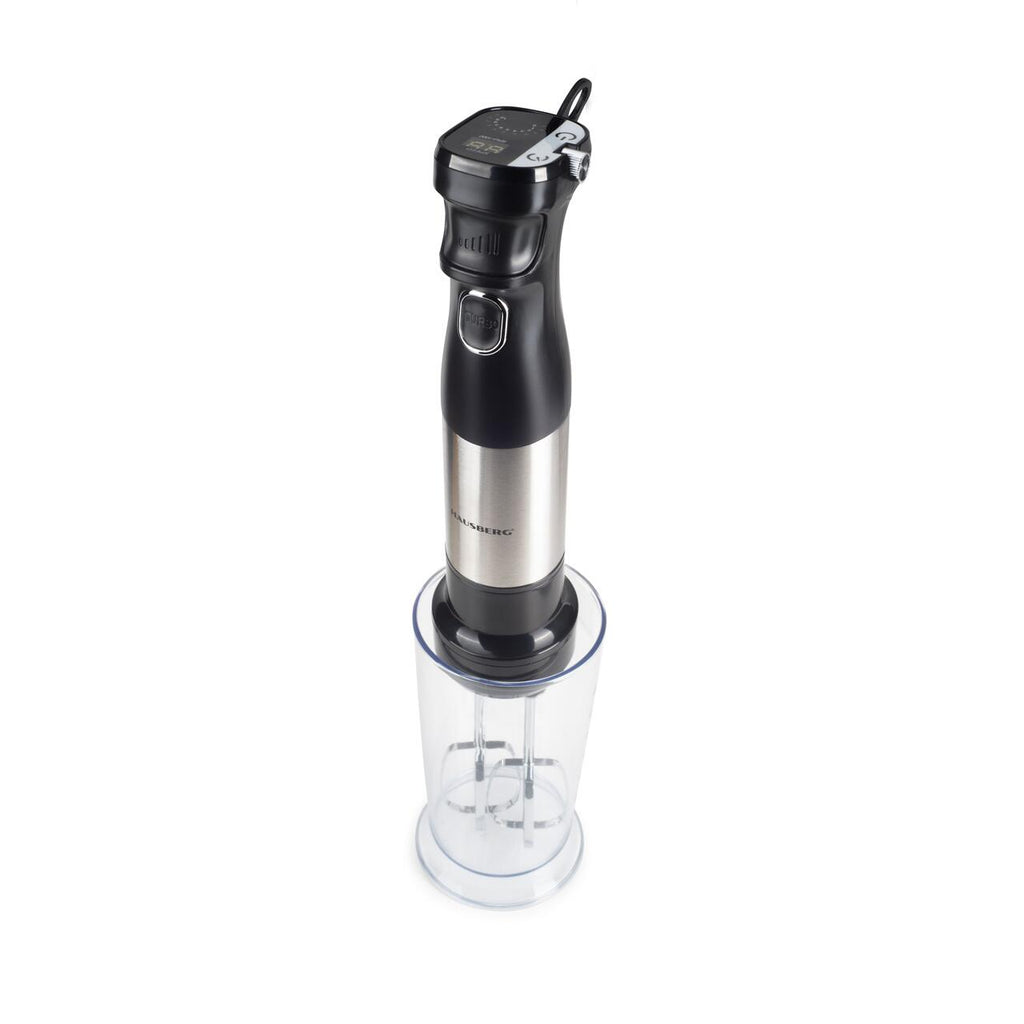 Blender 2 in 1 HAUSBERG HB-7704IN cu putere 1000W, Mixer vertical profesional, 10 trepte de viteza si functie Turbo, Capacitate pahar 700 ml , Multifunctional, Negru